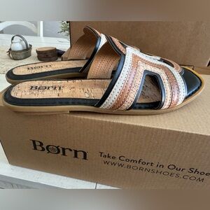 Born Hyannis Leather Cork Flat Slide Sandals
Black / Birch / Cream / Brown